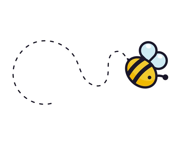 Trajectoire Des Abeilles Une Abeille Volant Pointillé Trajectoire Vol Une — Image vectorielle