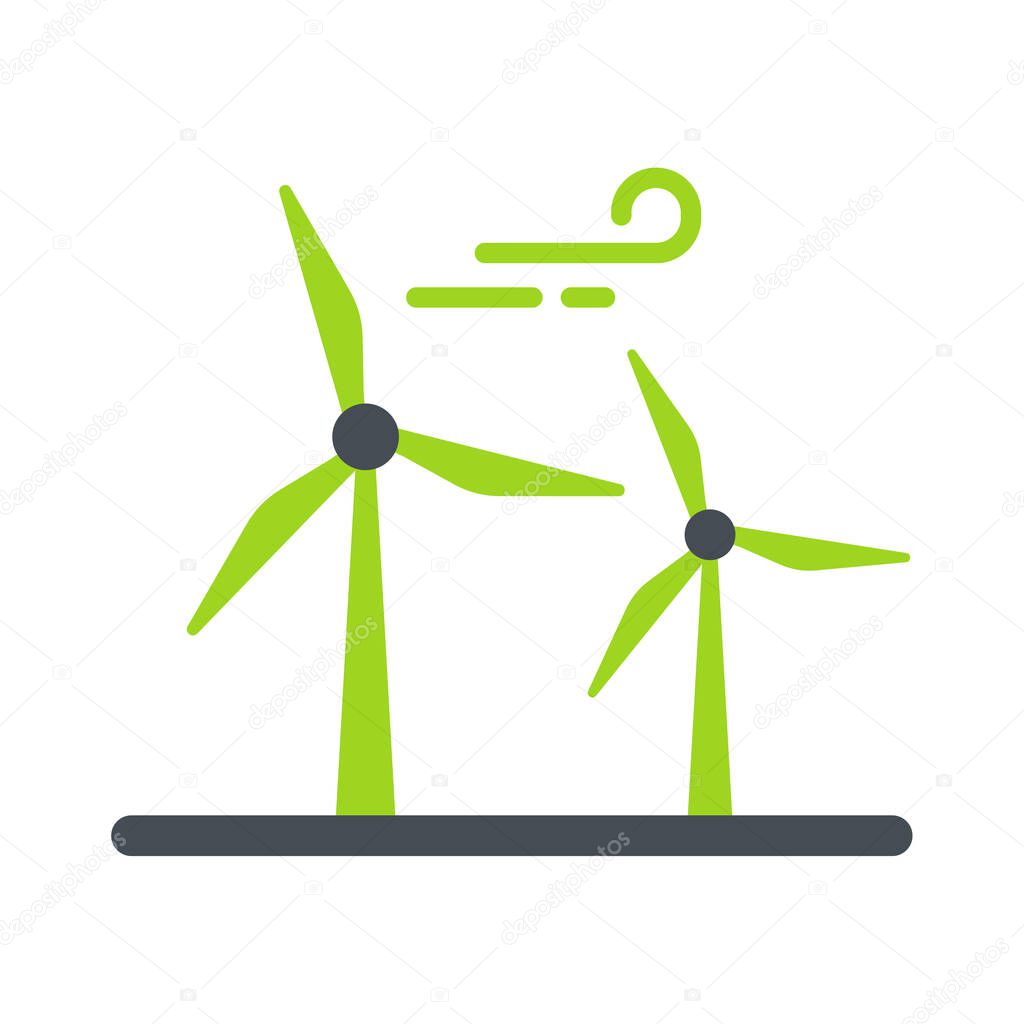 A green windmill icon that spins naturally with wind power to generate electricity into the battery.