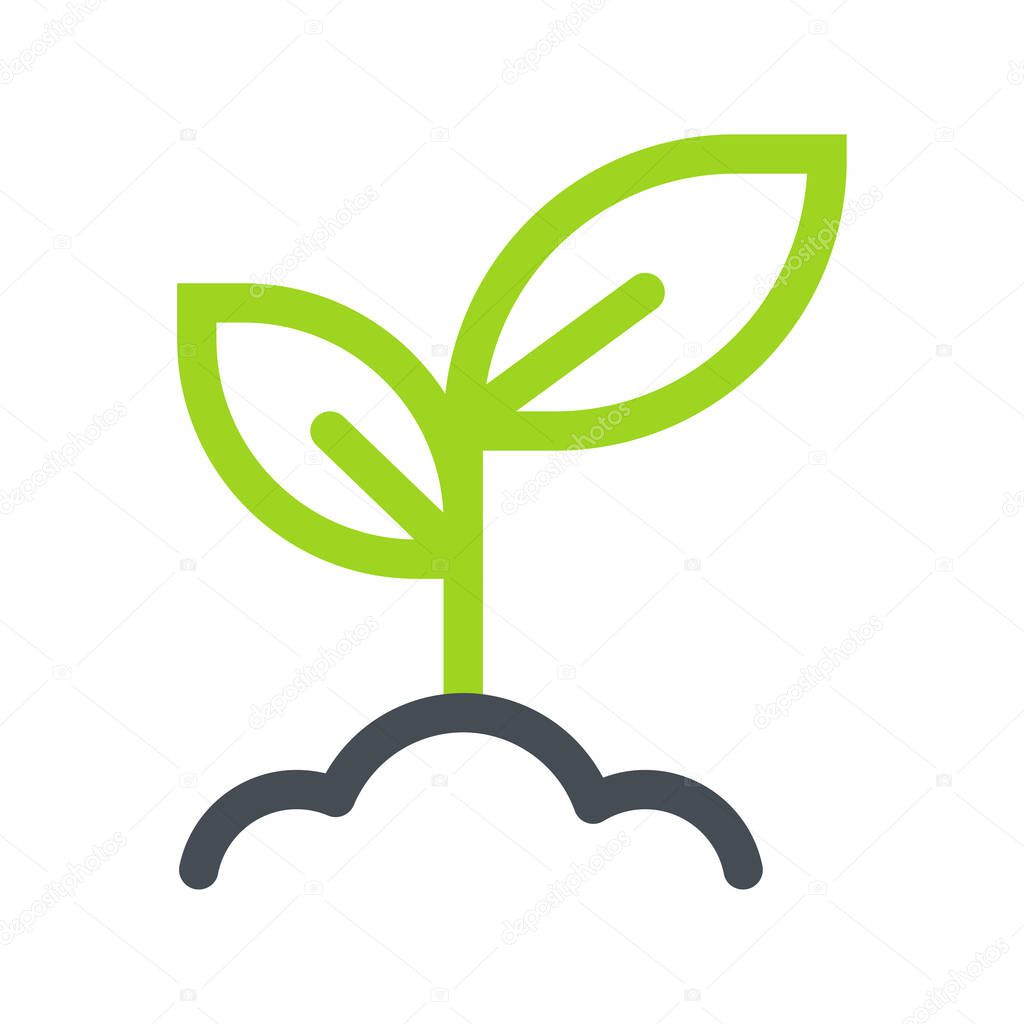 Tree planting icon. A hand that holds seedlings to plant trees Environmental protection concept