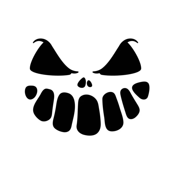 Skrämmande Spöke Skräck Ansikte Siluett Vektor För Snidning Halloween Pumpa — Stock vektor