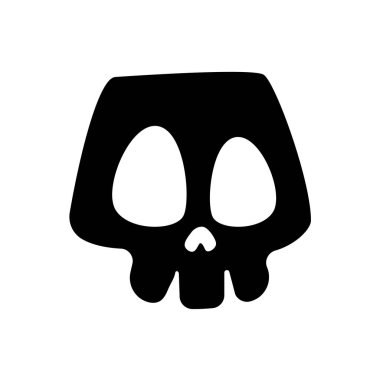 Kemik vektörü. Cadılar Bayramı 'nda korkunç mezarlıkta hayalet iskeletinin kurukafa gölgesi..