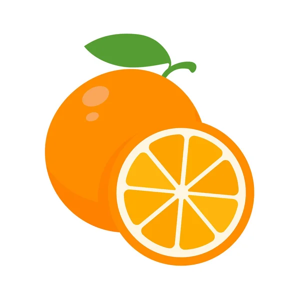 Sweet Orange Fruit High Vitamin Oranges Sliced Refreshing Orange Juice — Stock Vector