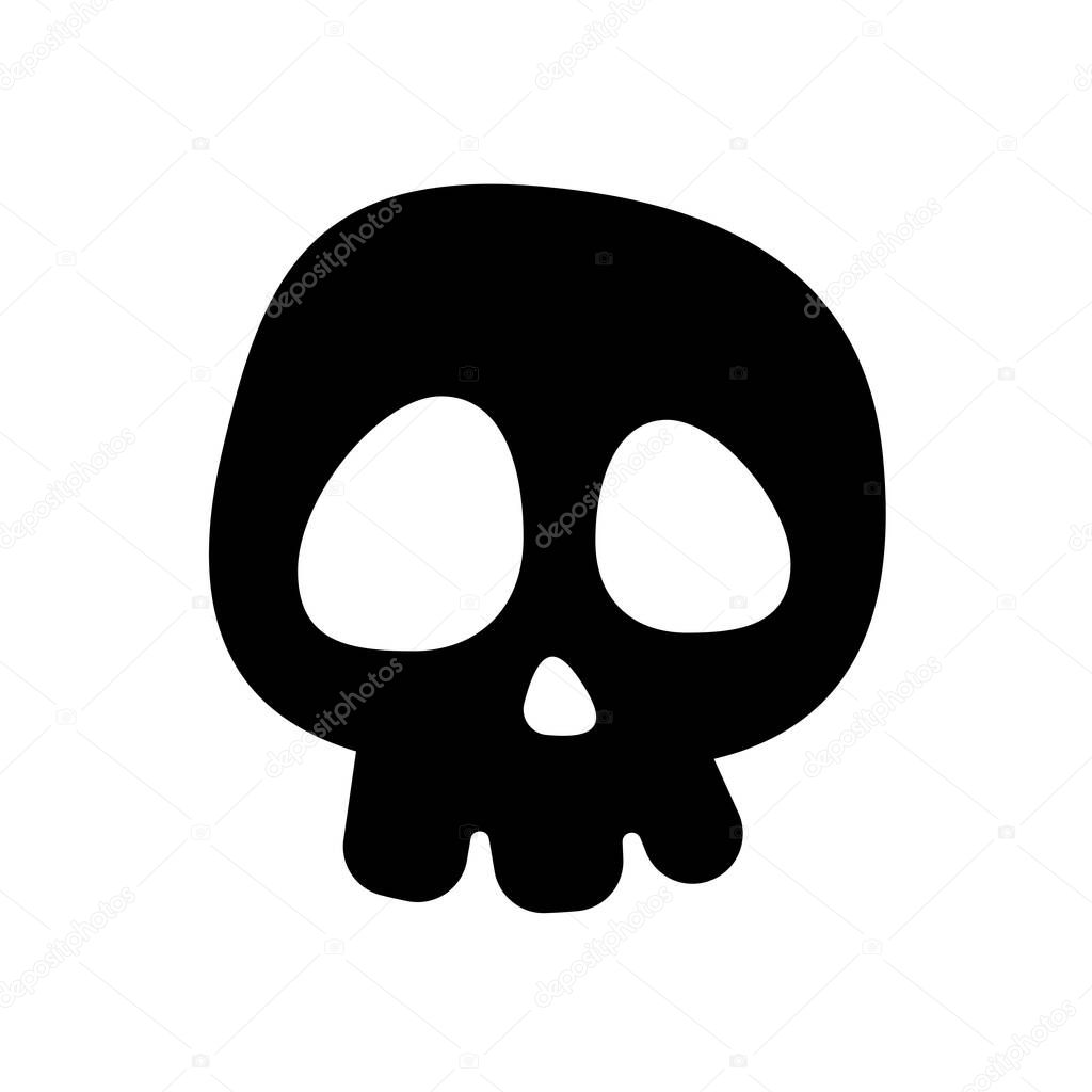 Bone vector. Skull shadow from ghost skeleton in scary graveyard on Halloween.