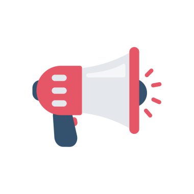 Vektör megafon. İndirimli haberlere karşı yüksek sesle uyaran bir megafon..