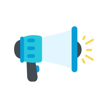 Vektör megafon. İndirimli haberlere karşı yüksek sesle uyaran bir megafon..