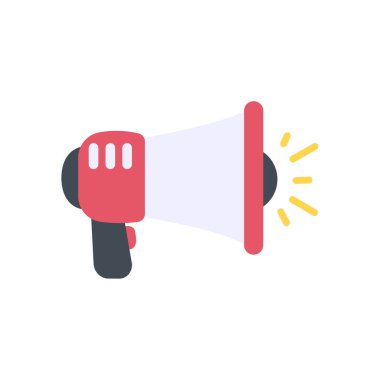Vektör megafon. İndirimli haberlere karşı yüksek sesle uyaran bir megafon..