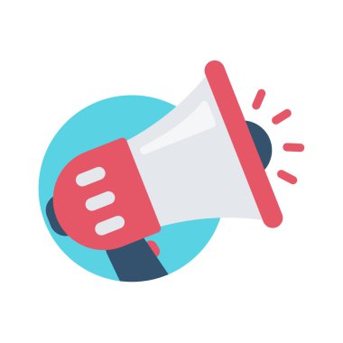 Vektör megafon. İndirimli haberlere karşı yüksek sesle uyaran bir megafon..