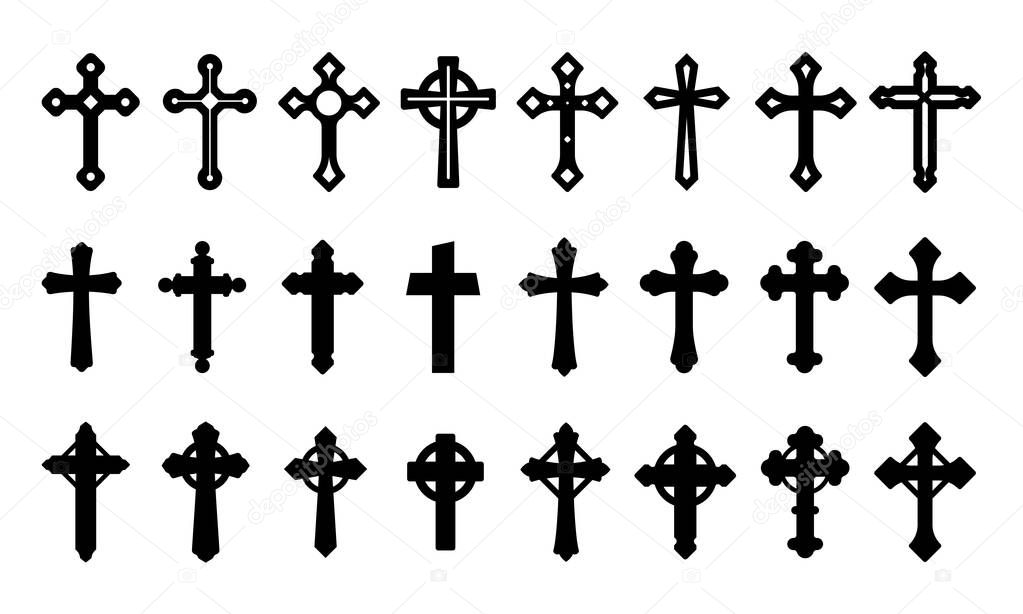 Christian Cross. Halloween spooky vampire defense cross design vector