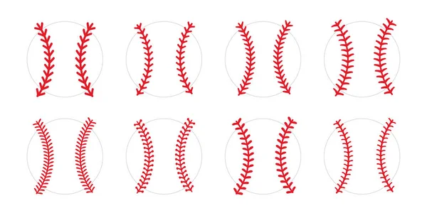 Красный Стежок Стежки Бейсбола Изолированы Белом Фоне — стоковый вектор