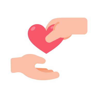 vector hands giving hearts to each other Helping the poor by donating items to charity