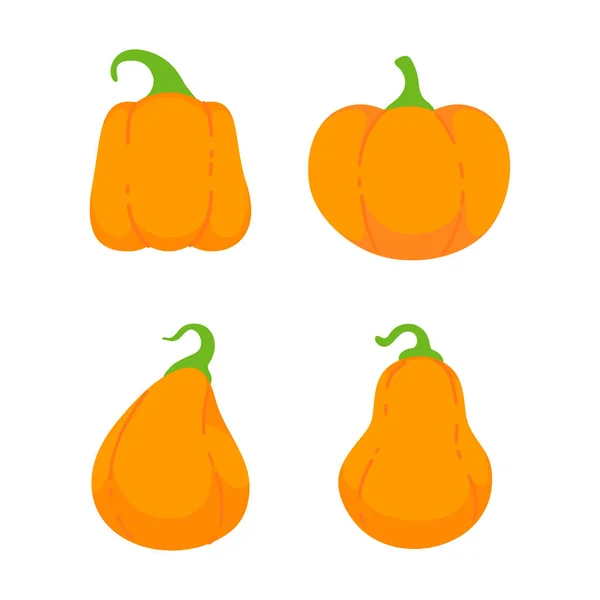 Yellow Pumpkin Vector Carving Scary Ghost Faces Halloween — Vetor de Stock