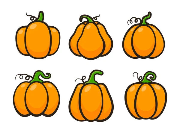 Yellow Pumpkin Vector Carving Scary Ghost Faces Halloween —  Vetores de Stock