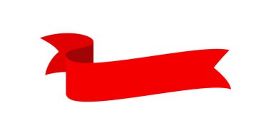 Vector red ribbon banner set. Flat red ribbon for discount label in product sales.