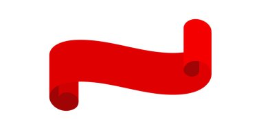 Vector red ribbon banner set. Flat red ribbon for discount label in product sales.