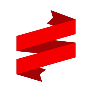 Vector red ribbon banner set. Flat red ribbon for discount label in product sales.