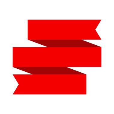 Vector red ribbon banner set. Flat red ribbon for discount label in product sales.