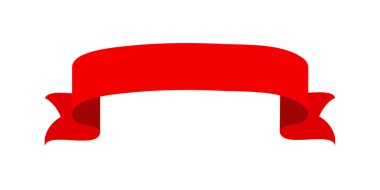Vector red ribbon banner set. Flat red ribbon for discount label in product sales.
