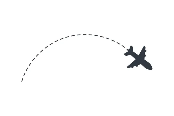 Rutas Avión Icono Del Vector Viaje Viaje Desde Punto Inicio — Archivo Imágenes Vectoriales