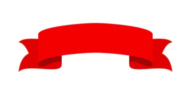 Vector red ribbon banner set. Flat red ribbon for discount label in product sales.