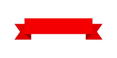 Vector red ribbon banner set. Flat red ribbon for discount label in product sales.