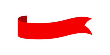 Vector red ribbon banner set. Flat red ribbon for discount label in product sales.