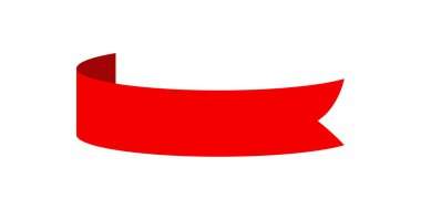 Vector red ribbon banner set. Flat red ribbon for discount label in product sales.