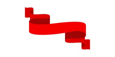 Vector red ribbon banner set. Flat red ribbon for discount label in product sales.