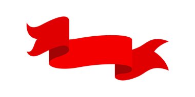 Vector red ribbon banner set. Flat red ribbon for discount label in product sales.