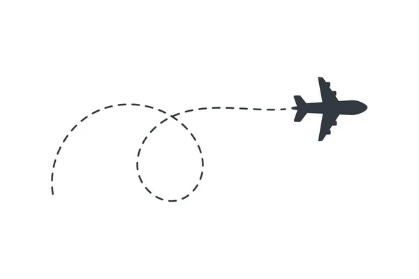 Flugrouten Reisevektorsymbol Reise Vom Startpunkt Und Gepunktete Linienführung — Stockvektor
