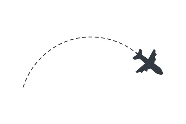 Flugrouten Reisevektorsymbol Reise Vom Startpunkt Und Gepunktete Linienführung — Stockvektor