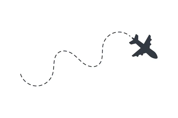 飞机航线 旅行矢量图标 从起点到虚线跟踪的旅行 — 图库矢量图片