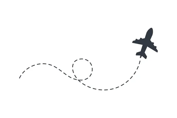 飞机航线 旅行矢量图标 从起点到虚线跟踪的旅行 — 图库矢量图片