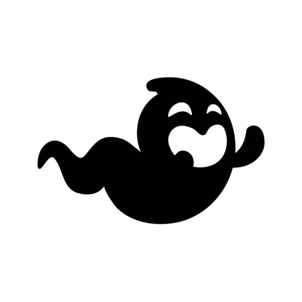 Tecknad Vit Onda Spöke Som Har Kul Hemsöker Människor Halloween — Stock vektor