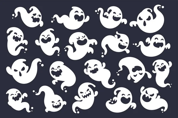 Fantôme Maléfique Blanc Dessin Animé Qui Hante Les Gens Halloween — Image vectorielle