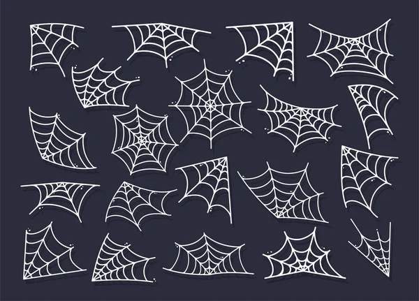 Spider Web Silhouet Opknoping Voor Halloween Banner Decoraties Geïsoleerd Achtergrond — Stockvector