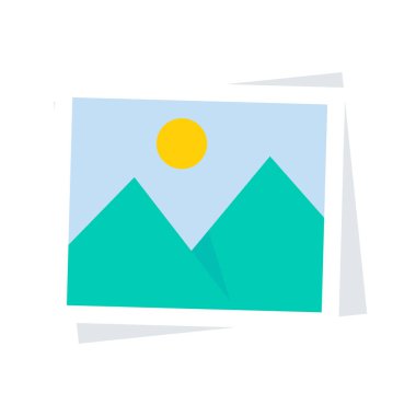 Görüntü vektörü. Basit bir dağ manzarası fotoğrafı. Albüme fotoğraf ekleniyor.