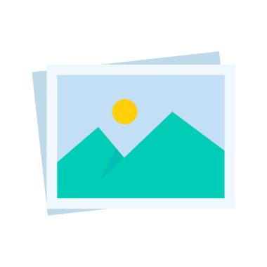 Görüntü vektörü. Basit bir dağ manzarası fotoğrafı. Albüme fotoğraf ekleniyor.