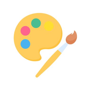 Sanatçının yaratıcılığından sanat yaratmak için fırça başlıkları ve boya kovaları..