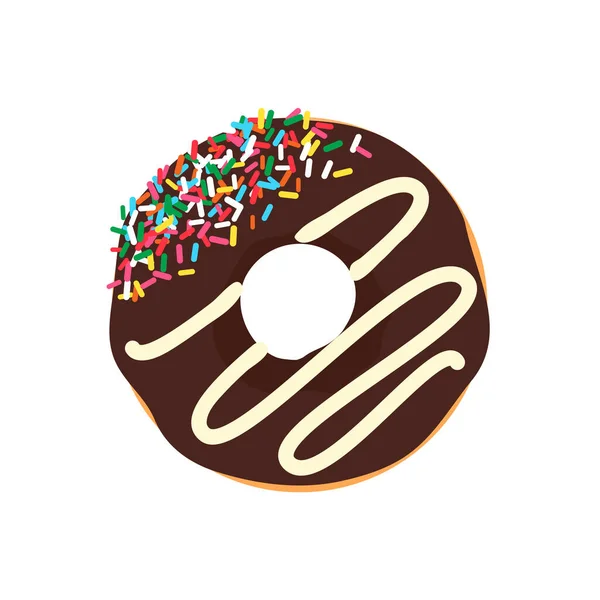 Donut Vector Círculo Rosquillas Con Agujeros Colores Cubiertos Delicioso Chocolate — Vector de stock