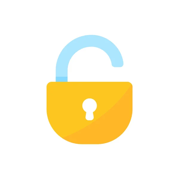 Yellow Padlock Locking Information Computer Data Encryption Concept — Stock Vector