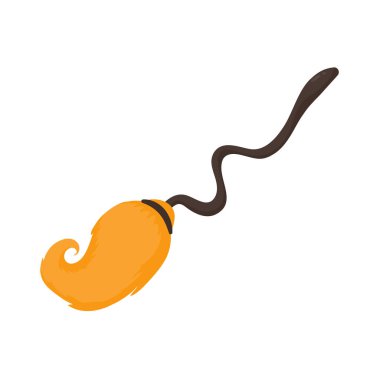 Sihirli süpürge vektörü. Cadılar Bayramı gecesi kötü cadı için uçan ahşap süsler.