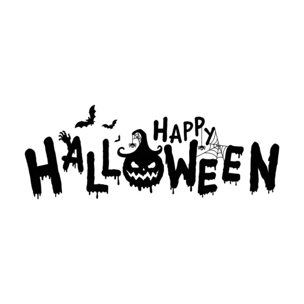 Straszny Szczęśliwy Halloween Tekst Projekt Wektor Halloween Noc Dekoracje Party — Wektor stockowy
