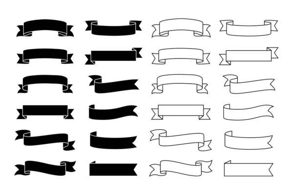 Vector Set Panglică Roșie Banner Panglică Roșie Plat Pentru Promovare — Vector de stoc