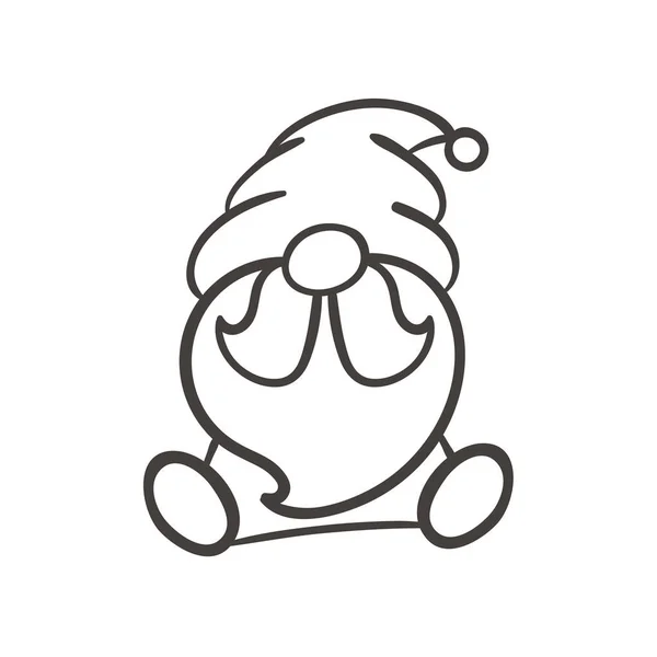 Design Gnomos Natal Arte Linha Para Colorir Livro Isolado Fundo —  Vetores de Stock