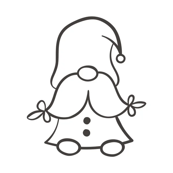 Design Gnomos Natal Arte Linha Para Colorir Livro Isolado Fundo — Vetor de Stock