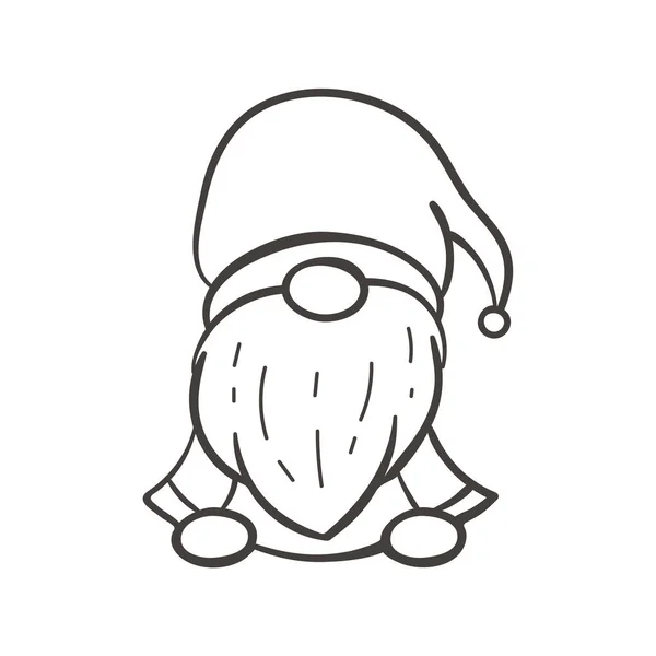 Γραμμική Τέχνη Χριστούγεννα Gnomes Σχεδιασμό Για Βιβλίο Ζωγραφικής Απομονώνονται Λευκό — Διανυσματικό Αρχείο