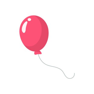 Balon vektörü. Çocukların doğum günü partisi için iple bağlanmış renkli balonlar.