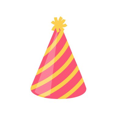 Vektör partisi şapkası. Yeni yıl partisinde giymek için renkli koni şapkası.