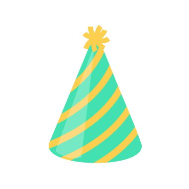 Vektör partisi şapkası. Yeni yıl partisinde giymek için renkli koni şapkası.