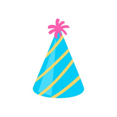 Vektör partisi şapkası. Yeni yıl partisinde giymek için renkli koni şapkası.